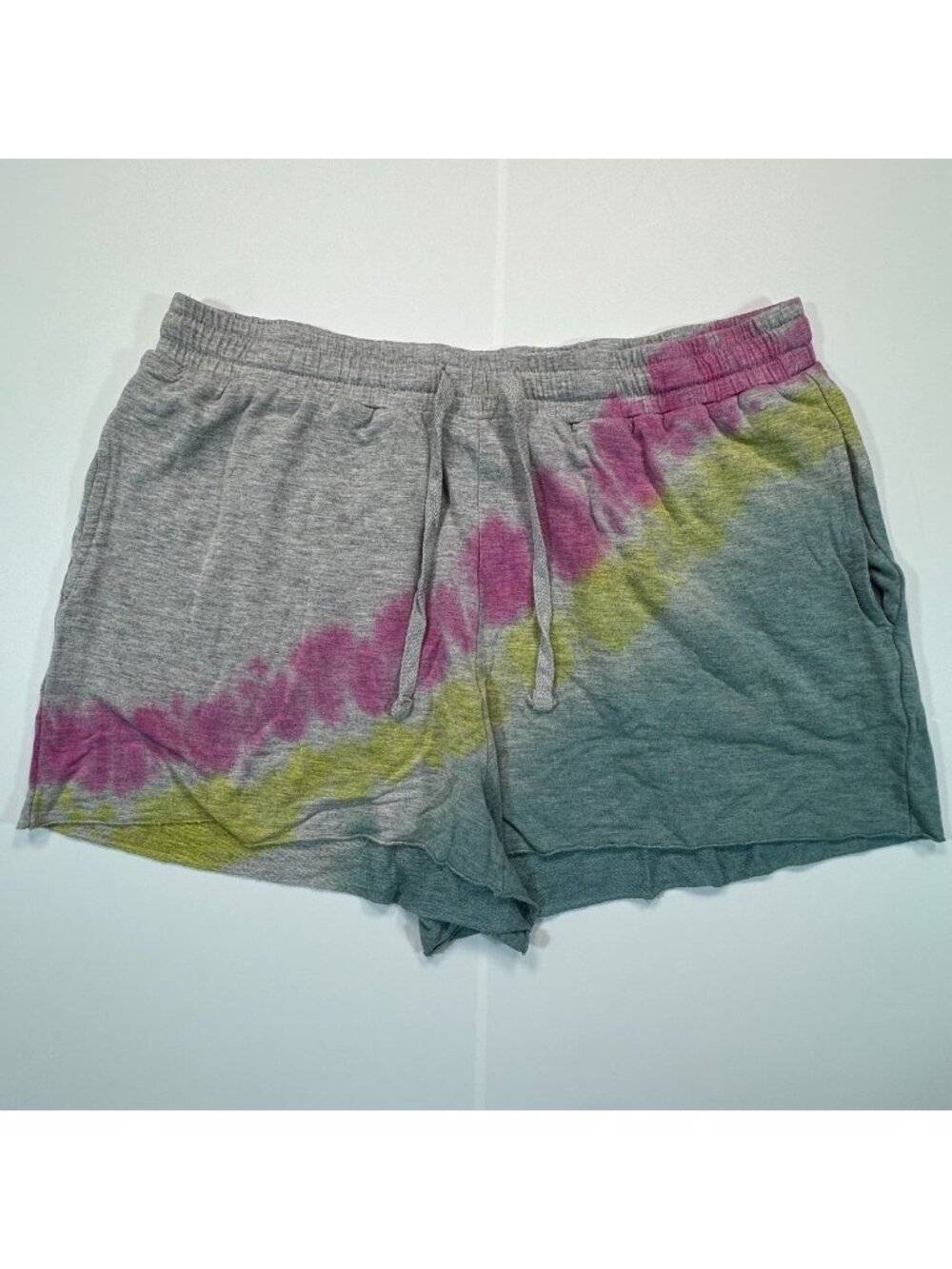 Colsie Shorts Women's M Gray Tie-Dye Rayon Lounge Sleepwear Drawstring Stretch